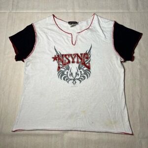 Y2K 2000s nSYNC white & black tank top